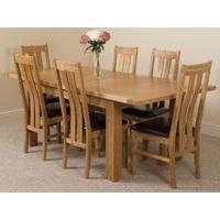 Seattle Extending Dining Table & 6 Princeton Solid Oak Leather Chairs