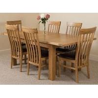 Seattle Extending Dining Table & 6 Harvard Solid Oak Leather Chairs