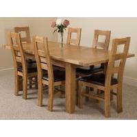 Seattle Extending Dining Table & 6 Stanford Solid Oak Fabric Chairs