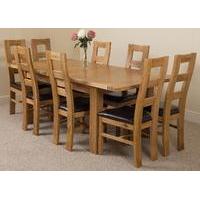 Seattle Extending Dining Table & 8 Yale Solid Oak Leather Chairs