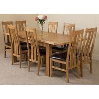Seattle Extending Dining Table & 8 Princeton Solid Oak Leather Chairs