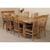 Seattle Extending Dining Table & 8 Harvard Solid Oak Leather Chairs