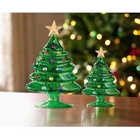 Set of 2 Glass Christmas Tree Ornaments