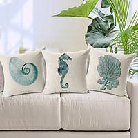 set of 3 modern style sea animal patterned cottonlinen decorative pill ...