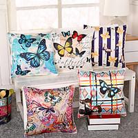 set of 5 emulation silk butterfly printing pillow cover fashion pillow ...
