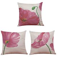 Set of 3 Tulip Pattern Linen Pillowcase Sofa Home Decor Cushion Cover
