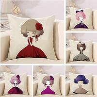 Set Of 6 Cartoon A Little Princess Printing Pillow Cover Cute Pillow Case 4545Cm Cushion Cover
