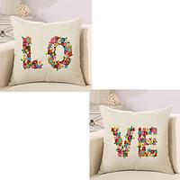 Set Of 2 Creative Flowers LOVE Lovers Pillow Cover 4545Cm Sofa Cushion Cover Square Pillow Case