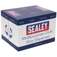 sealey scp150 multipurpose cloth box dispenser white 75gsm 150 she