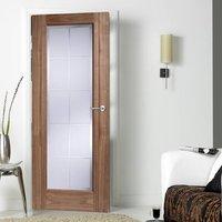 Seville Walnut Door with Frosted Glass including Clear Brilliant Cut Bevel Edges and Fully Pre-finished
