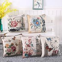 set of 5 european style eiffel tower pillow case vintage cottonlinen p ...