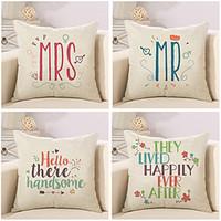 Set Of 4 Hello There Handsome Quotes Sayings Printing Pillow Cover Creative Pillow Case Sofa Cushion Cover