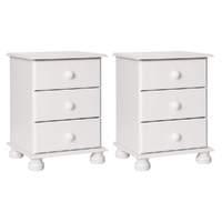 Set of 2 x Odense White 3 Drawer Bedsides