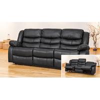 Seville 3 seat reclining sofa black