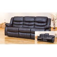 seville 3 seat reclining sofa brown