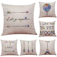 Set of 6 Quotes Sayings Pattern Linen Pillowcase Sofa Home Decor Cushion Cover Throw Pillow Case (1818inch)