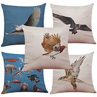Set of 5 Flying Eagle Pattern Linen Pillowcase Sofa Home Decor Cushion Cover (1818inch)