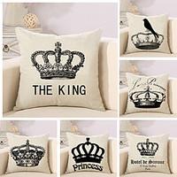 Set Of 6 Retro Tiaras Crowns Printing Pillow Case 4545Cm Sofa Pillow Cover