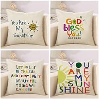 set of 4 sunshine quotes sayings colorful printing pillow cover creati ...