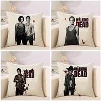 Set Of 4 The Walking Dead Pattern Pillow Cover Classic Square Pillow Case 4545Cm Sofa Cushion Cover