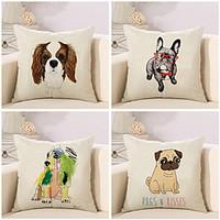 Set Of 4 Personality Dog Printing Pillow Cover 4545Cm Sofa Cushion Cover Classic Pillow Case