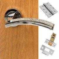 senza pari crystal fire lever on round rose cr polished chrome handle  ...