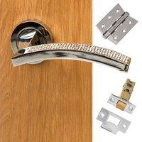 Senza Pari Crystal Lever on Round Rose CR - Polished Chrome Handle Pack