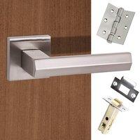 Senza Pari Davoli Lever on Flush Rose - Satin Nickel Handle Pack