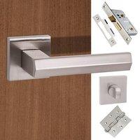 Senza Pari Davoli Bathroom Lever on Flush Rose - Satin Nickel Handle Pack