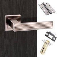 Senza Pari Dritto Fire Lever on Square Rose - Satin Nickel Handle Pack