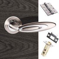 Senza Pari Elisse Fire Lever on Rose - Satin Nickel - Polished Chrome Handle Pack