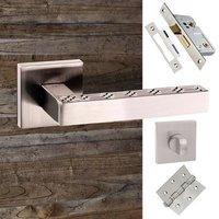 Senza Pari Pizzoni Bathroom Lever on Flush Rose - Satin Nickel Handle Pack