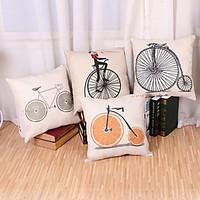 Set Of 4 Creative Fruit Bicycle Pattern Pillow Cover Cotton/Linen Pillow Case