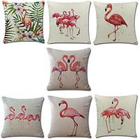 Set Of 7 Mediterranean Style Flamingo Pillow Cover Creative Cotton/Linen Pillow Case Sofa Cushion Cover