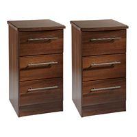 set of 2 x sherwood 3 drawer tall bedsides