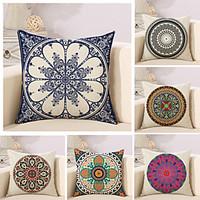 Set Of 6 Bohemian Style Design Flowers Printing Pillow Cover Sofa Cushion Cover Linen Pillow Case