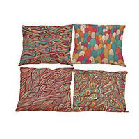 Set of 4 Floral pattern Linen Pillowcase Sofa Home Decor Cushion Cover