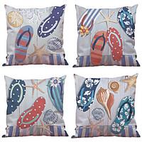 Set of 4 Beach Shell Pattern Rayon Material (100% Polyester) Looks Like Silk Feeling Square Throw Pillow Cases Sofa Cushion Cover (1818inch)