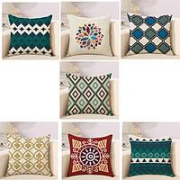 Set Of 7 Vintage European Style Geometry Pattern Pillow Cover Square Pillow Case 4545Cm Sofa Cushion Cover