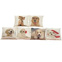 Set of 6 dog pattern Linen Pillow Case Bedroom Euro Pillow Covers 18x18 inches Cushion cover