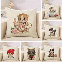 set of 6 cartoon cute kitty pattern pillow cover sofa cushion cover cr ...