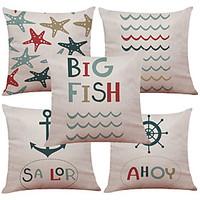 set of 5 marine animals pattern linen pillowcase sofa home decor cushi ...