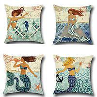 set of 4 mermaid printing pillow cover bohemia style pillow case 4545c ...