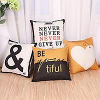 Set Of 4 Cotton/Linen Letter Pattern Pillow Cover Creative Square Pillow Case