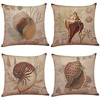 Set of 4 Retro Starfish Pattern Linen Pillowcase Sofa Home Decor Cushion Cover(1818)