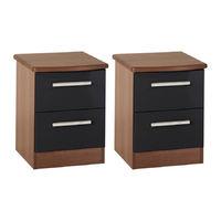 set of 2 x knightsbridge 2 drawer bedsides