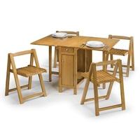 Selina Dining Set In Natural Oak With 4 Folding Chairs