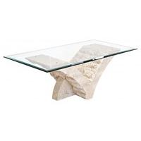 seagull stone coffee table in clear glass top