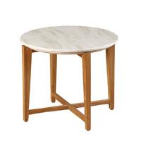 Serenity End Table Round In Marble Top With Wooden Legs