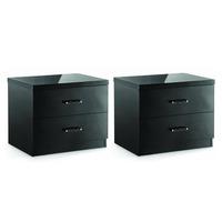 Set of 2 x Novello Black Gloss Bedsides